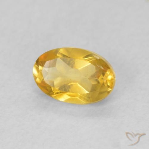 0.46 ct Golden Citrine Stone, Natural Citrine in Oval Facet Shape for Sale