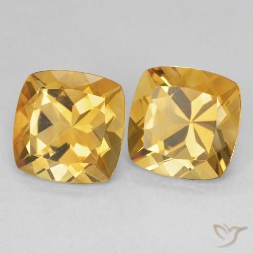 7.37 ctw Golden Citrine Stones, Natural Citrine in Cushion-Cut Shape for Sale