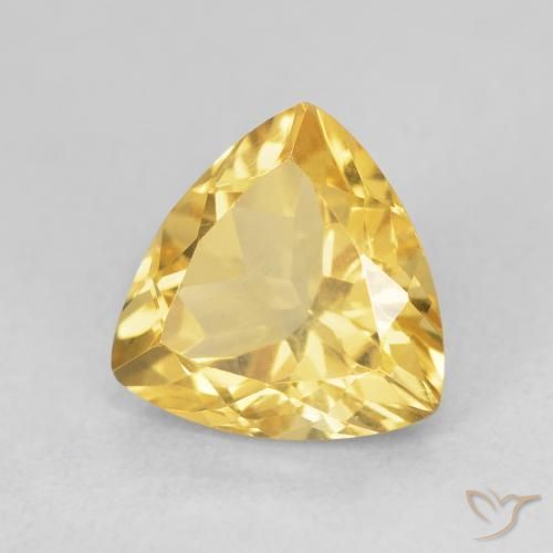 2.36 ct Golden Citrine Stone, Natural Citrine in Trillion Facet Shape for Sale