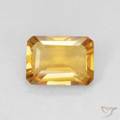 1.32ct Natural Medium Light-Golden Citrine, Emerald Cut, VS