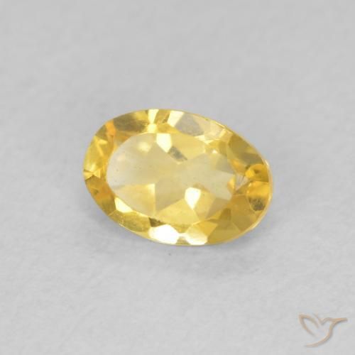 0.45 ct Golden Citrine Stone, Natural Citrine in Oval Facet Shape for Sale