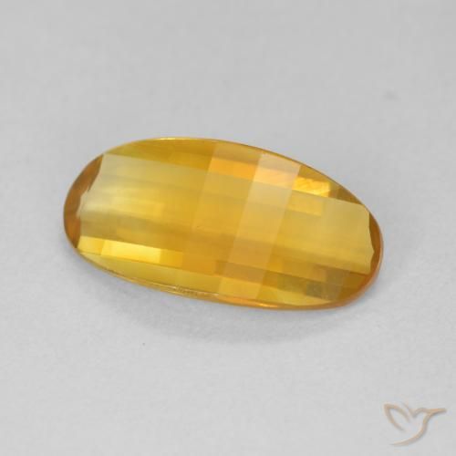 2.48 ct Golden Citrine Stone, Natural Citrine in Oval Concave Cut Shape for Sale