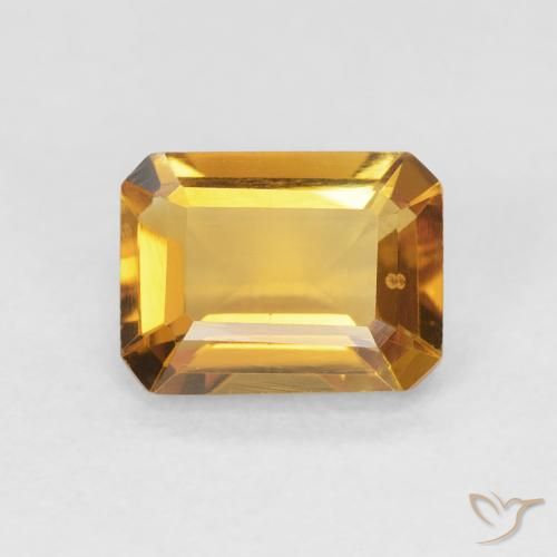 1.44ct Natural Orange-Gold Citrine, Emerald Cut, VVS