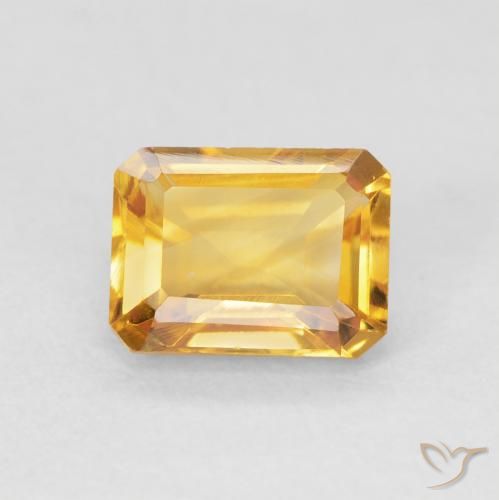 1.55ct Natural Orange-Gold Citrine, Emerald Cut, VVS