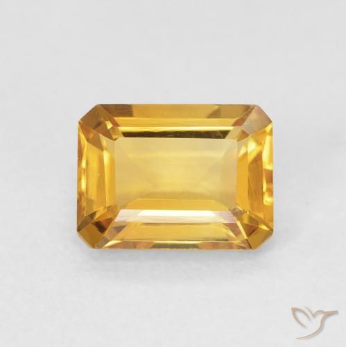 1.59ct Natural Medium Light Orange-Gold Citrine, Emerald Cut, VVS