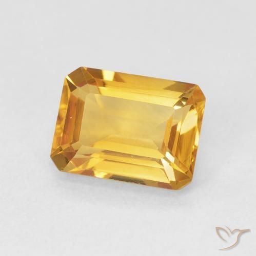 1.59 ct Golden Citrine Stone, Natural Citrine in Octagon Step Cut Shape for Sale