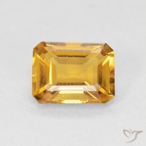 1.58ct Natural Medium Light Orange-Gold Citrine, Emerald Cut, VVS