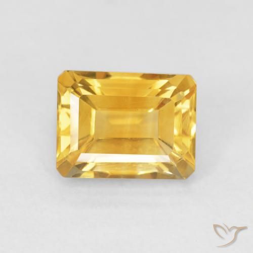 1.93ct Natural Medium Gold Citrine, Emerald Cut, VVS