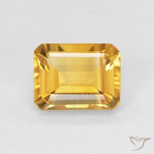 1.64ct Natural Medium Light Orange-Gold Citrine, Emerald Cut, VVS