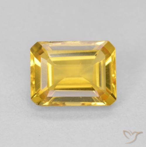 1.56ct Natural Golden Citrine, Emerald Cut, VVS-VS