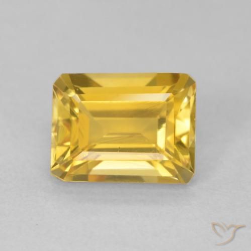1.65ct Natural Golden Citrine, Emerald Cut, VVS-VS