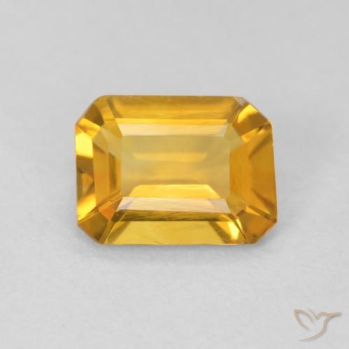1.13ct Natural Medium Light Orange-Gold Citrine, Emerald Cut, VVS-VS