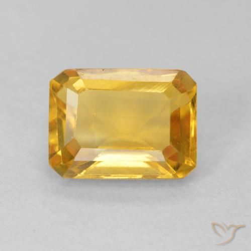1.62ct Natural Medium Light Orange-Gold Citrine, Emerald Cut, VVS-VS