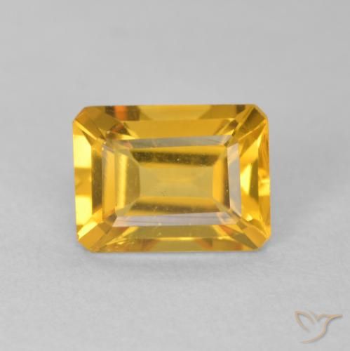 1.35ct Natural Orange-Gold Citrine, Emerald Cut, VVS-VS