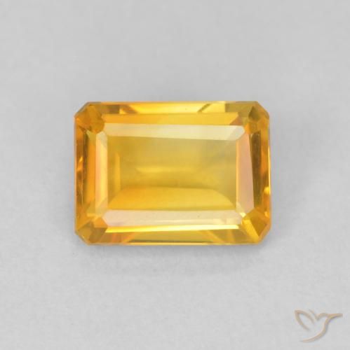 1.26ct Natural Medium Light Orange-Gold Citrine, Emerald Cut, VVS-VS
