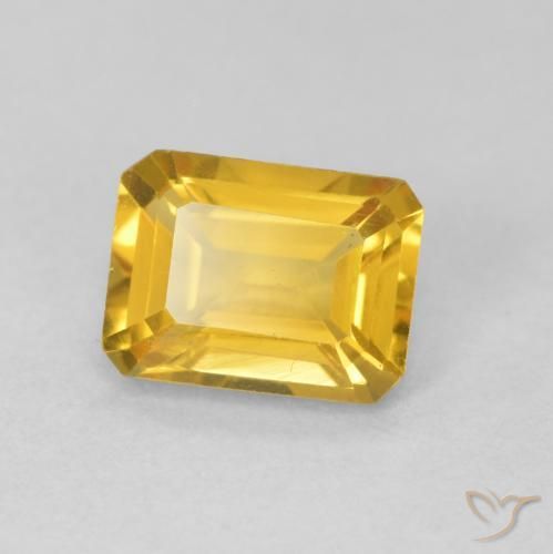 1.29 ct Golden Citrine Stone, Natural Citrine in Octagon Step Cut Shape for Sale