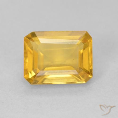 1.64ct Natural Bright Gold Citrine, Emerald Cut, VVS-VS