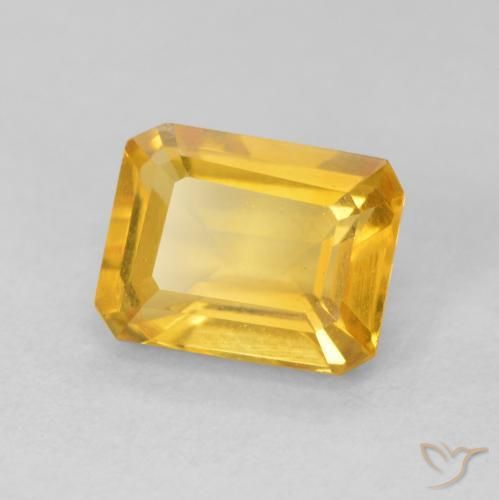1.64 ct Golden Citrine Stone, Natural Citrine in Octagon Step Cut Shape for Sale