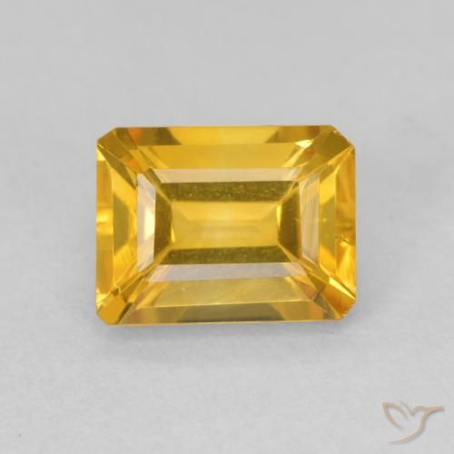 1.60ct Natural Deep Golden Orange Citrine, Emerald Cut, VVS-VS