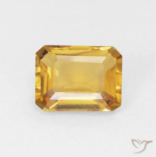 1.44ct Natural Medium Light Orange-Gold Citrine, Emerald Cut, VVS-VS