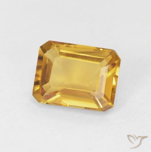 1.44 ct Golden Citrine Stone, Natural Citrine in Octagon Step Cut Shape for Sale