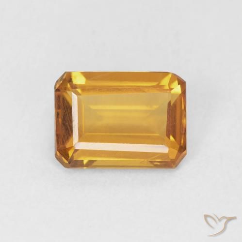 1.18ct Natural Orange-Gold Citrine, Emerald Cut, VS