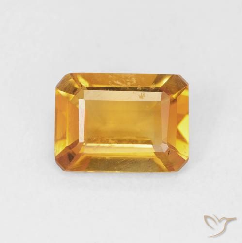1.16ct Natural Orange-Gold Citrine, Emerald Cut, VS