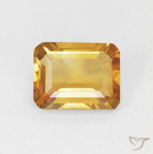 1.42ct Natural Medium Orange-Gold Citrine, Emerald Cut, VVS-VS