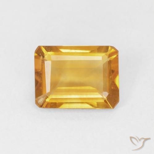 1.15ct Natural Golden Orange Citrine, Emerald Cut, VS