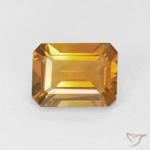 1.47ct Natural Orange-Gold Citrine, Emerald Cut, VVS