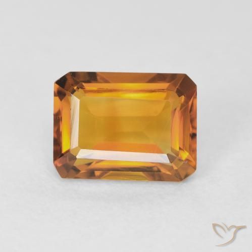 1.68ct Natural Deep Orange-Gold Citrine, Emerald Cut, VVS
