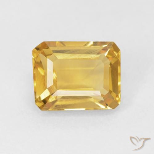 1.80ct Natural Bright Gold Citrine, Emerald Cut, VVS