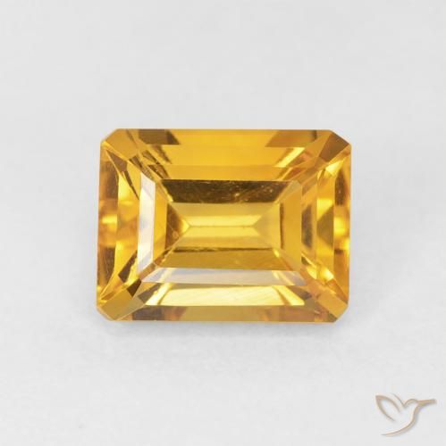 1.82ct Natural Medium Gold Citrine, Emerald Cut, VVS-VS