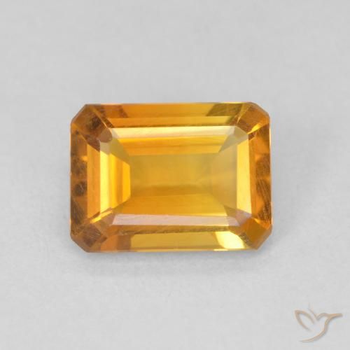 1.13ct Natural Medium Orange Citrine, Emerald Cut, VVS-VS