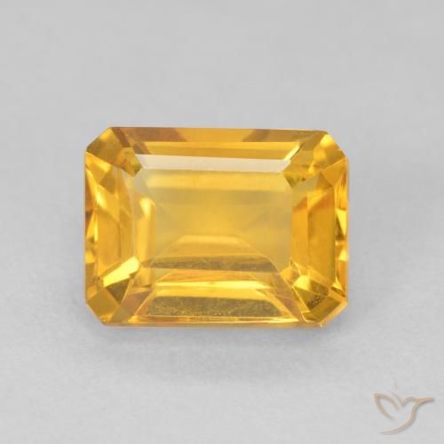 1.72ct Natural Medium Orange Citrine, Emerald Cut, VVS-VS