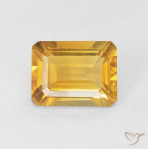 1.77ct Natural Medium Golden Citrine, Emerald Cut, VVS