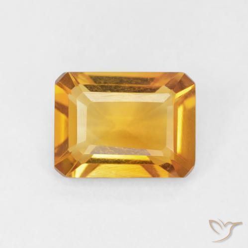1.32ct Natural Medium Orange-Gold Citrine, Emerald Cut, VVS