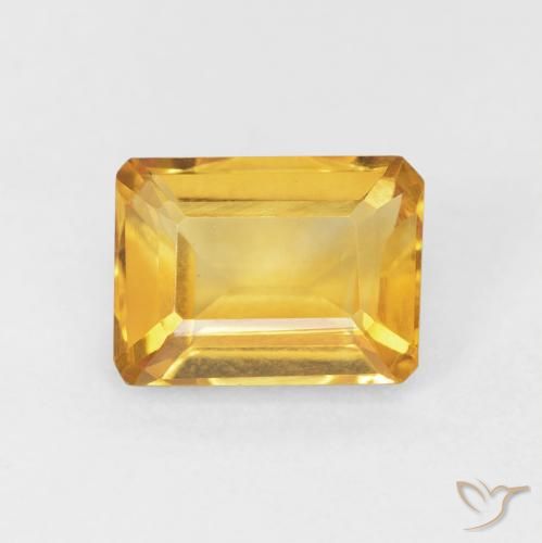 1.55ct Natural Golden Orange Citrine, Emerald Cut, VVS