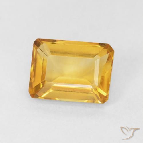 1.55 ct Golden Citrine Stone, Natural Citrine in Octagon Step Cut Shape for Sale