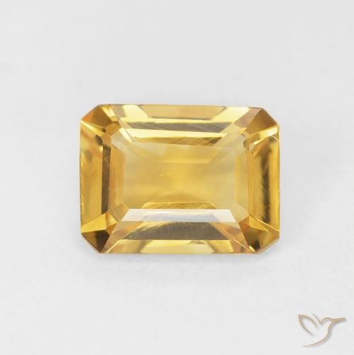 1.37ct Natural Deep Gold Citrine, Emerald Cut, VVS