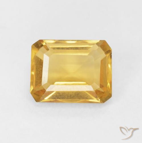 1.66ct Natural Deep Gold Citrine, Emerald Cut, VVS