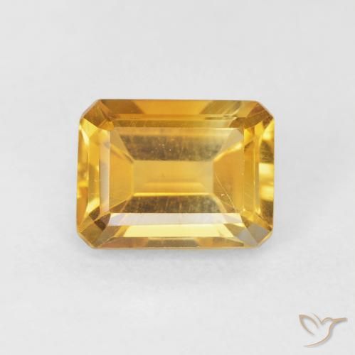 1.54ct Natural Orange-Gold Citrine, Emerald Cut, VVS