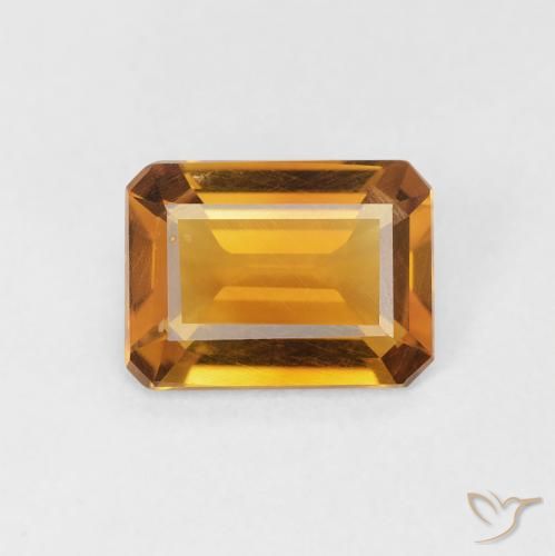 1.10ct Natural Medium Light-Golden Citrine, Emerald Cut, VS