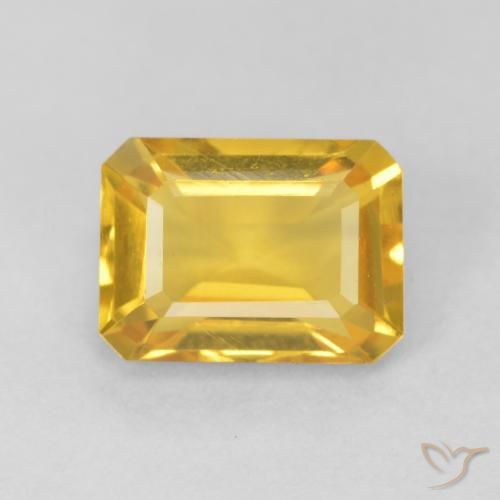 1.56ct Natural Bright Gold Citrine, Emerald Cut, VVS
