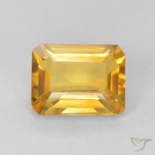 1.51ct Natural Bright Gold Citrine, Emerald Cut, VVS
