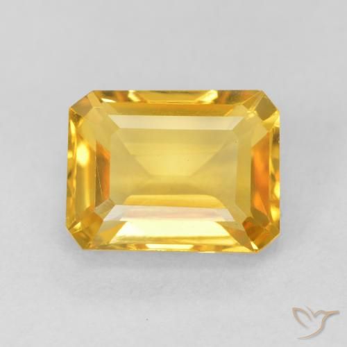 1.78ct Natural Medium Gold Citrine, Emerald Cut, VVS