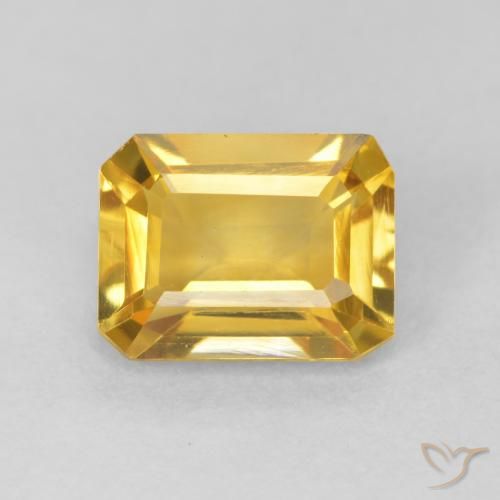 1.42ct Natural Medium Gold Citrine, Emerald Cut, VVS
