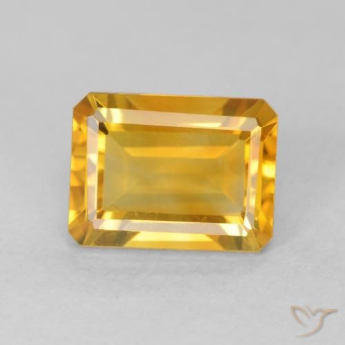 1.63ct Natural Orange-Gold Citrine, Emerald Cut, VVS