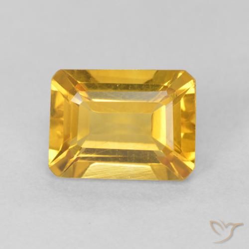 1.47ct Natural Bright Gold Citrine, Emerald Cut, VVS