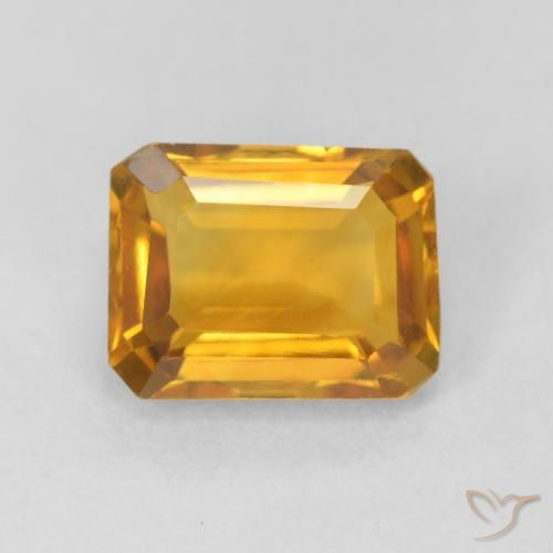 1.52ct Natural Orange-Gold Citrine, Emerald Cut, VVS